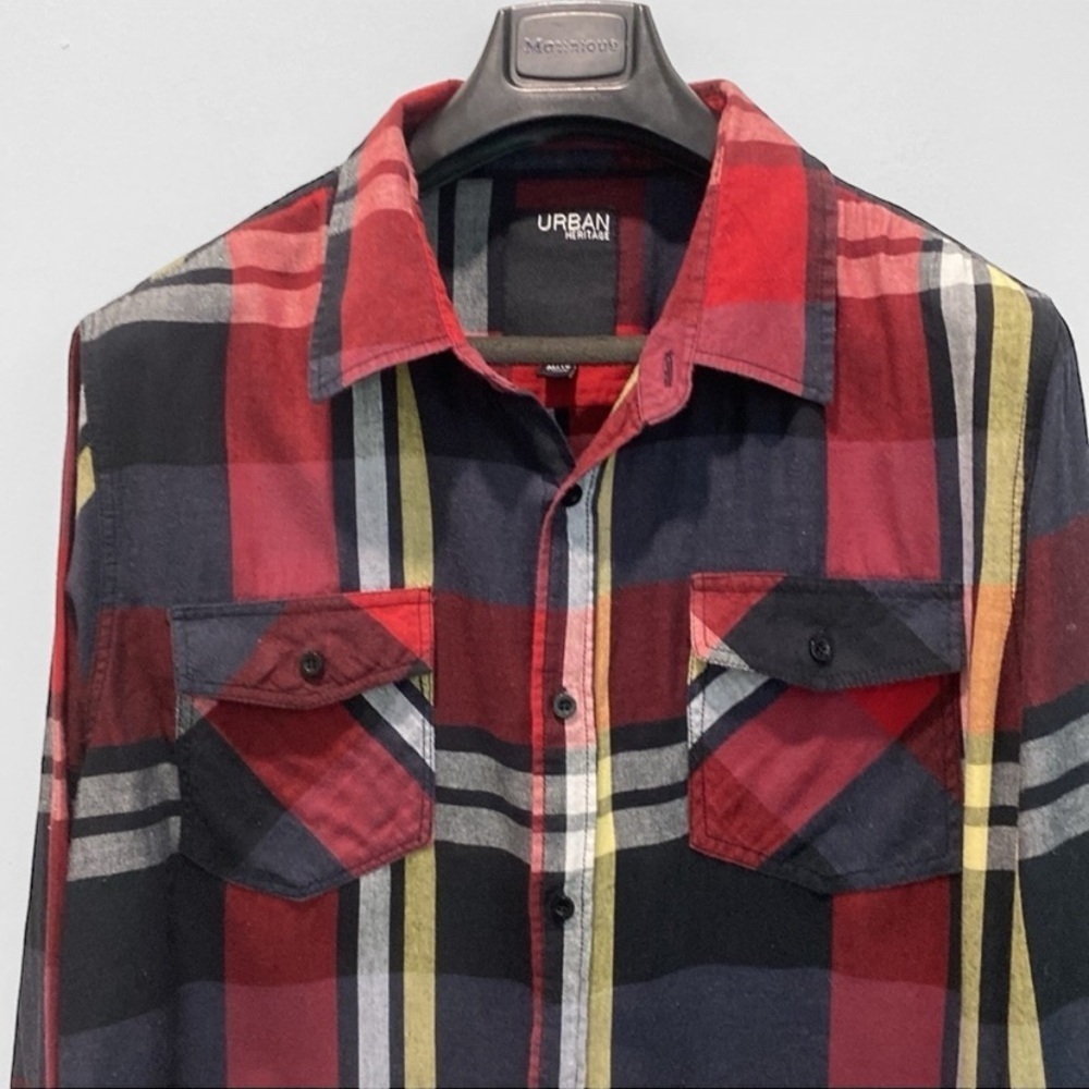Urban Heritage Red and Black Plaid Shirt Jacket Size XL